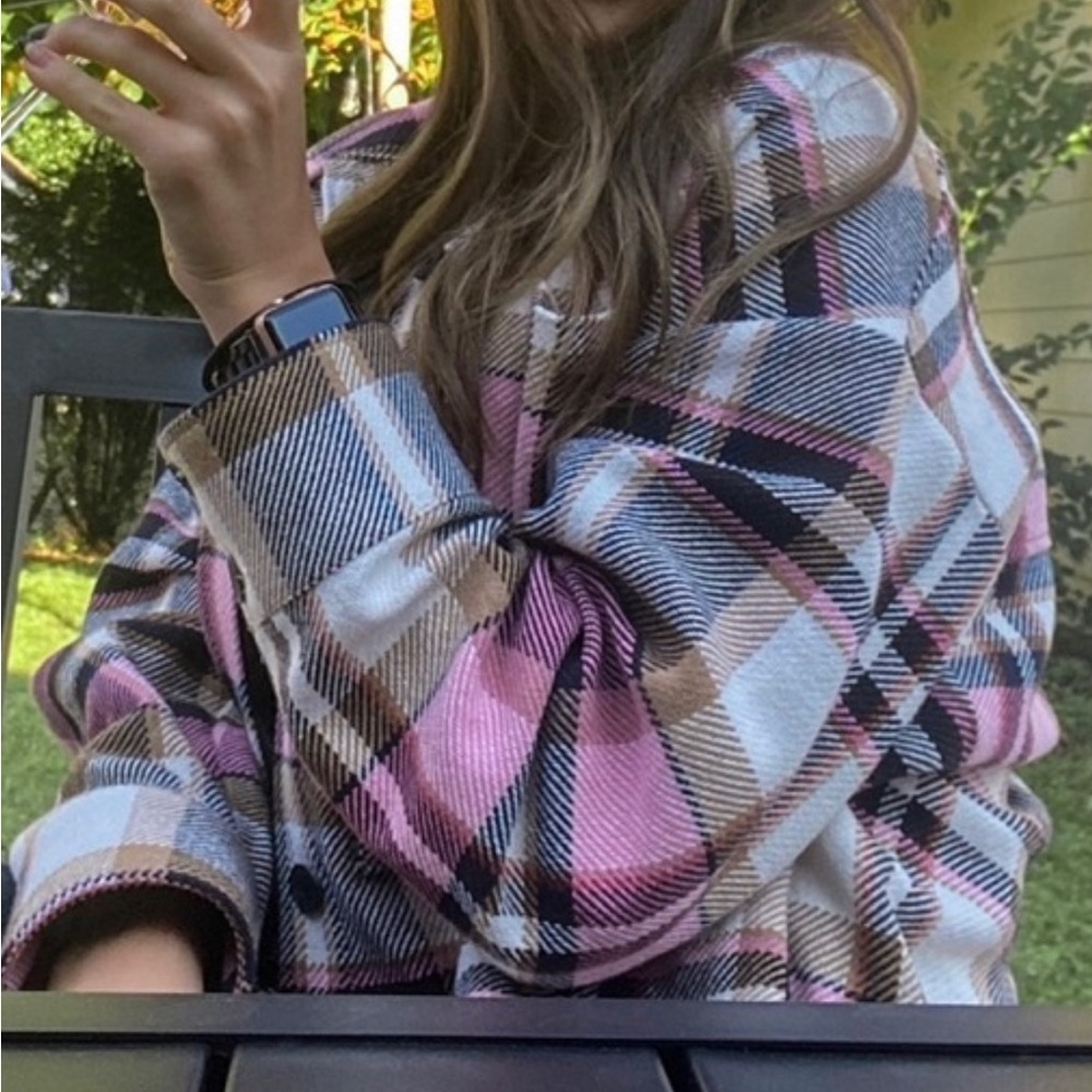 ZARA PINK PLAID SHACKET SIZE - XL